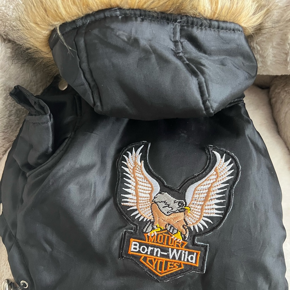 Dog Jacket - Born Wild Motor Cycles Patch🖤🧡💛